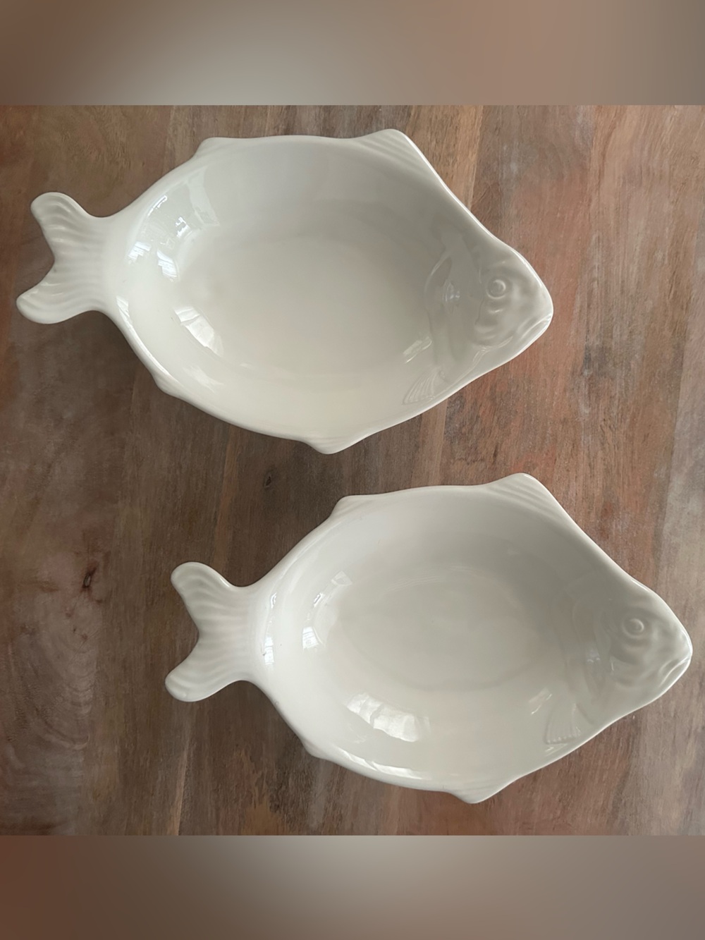 Vintage Hall China Fish Serving Dishes Set of 2 White Ceramic USA